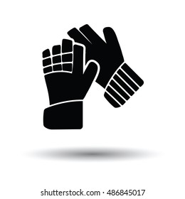 Soccer goalkeeper gloves icon. White background with shadow design. Vector illustration.