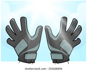 Soccer goalkeeper gloves and sunlight vector.