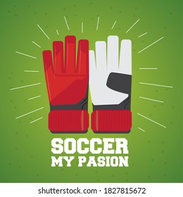 Soccer goalkeeper gloves. Soccer uniform - Vector illustration