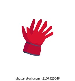 Soccer goalkeeper or goalie gloves cartoon icon or symbol, flat vector illustration isolated on white background. Football or soccer goaltender gloves.
