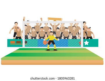 Soccer goalkeeper keeping goal ready to save vector illustration