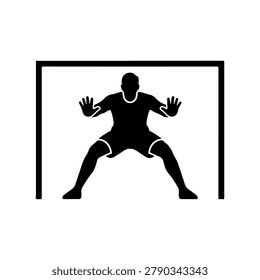 Soccer Goalkeeper Net Guard Position Silhouette