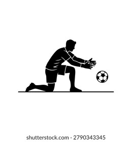Soccer Goalkeeper One Knee Save Silhouette