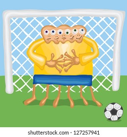 Soccer goalkeeper protects the gate, vector