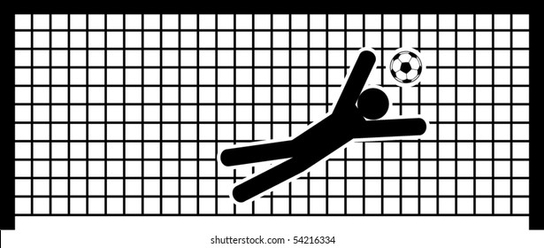 soccer goalkeeper trying to stop a goal symbol