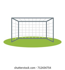 Soccer Goalpost Icon Vector Illustration For Design And Web Isolated On White Background. Association Football Goal On Field. Vector Illustration For Soccer, Sport Game, Championship, Gameplay, Etc.