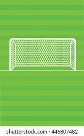 Soccer goalpost with net. Association football goal on field. Qualitative vector illustration for soccer, sport game, championship, gameplay, etc. It has transparency, blending modes, gradients