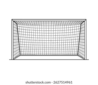 Soccer Goalpost vector, Black and white outline