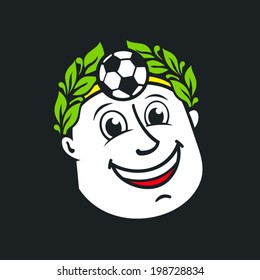 Soccer god head vector sign branding corporate logo template isolated on a dark background