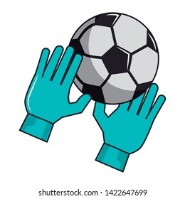 Soccer golakeeper gloves with ball sport cartoon vector illustration graphic design