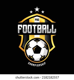 Soccer Gold color Football Badge Logo Design Templates | Sport Team Identity Vector Illustrations isolated on black Background
