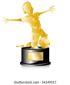 Soccer Golden Trophy First Place. Editable Vector Illustration