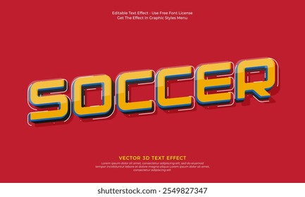 Diseño de Vector de fuente de estilo gráfico de fútbol con efecto de texto editable