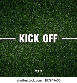 soccer grass with white line kick off text