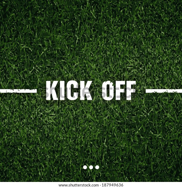 soccer grass with
white line kick off
text