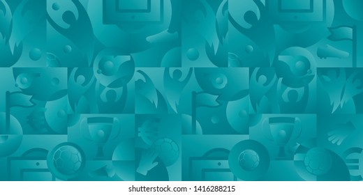 Soccer green background, football accessories, 2020 trend, vector illustration