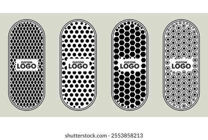 Soccer Grip Sock Pattern Design collection footwear pattern set black white vector illustration