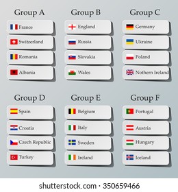 Soccer group stages poster vector illustration infographics. Europe 2016. Championship