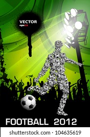 Soccer Grunge Poster with Players and Fans