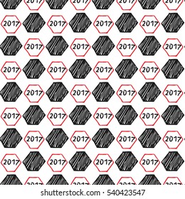 Soccer hand drawn pattern. Fotball ball seamless pattern. Soccer 2017 year.