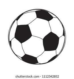 Soccer hand-drawn ball in doodle style isolated on white background