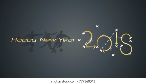 Soccer Happy New Year strategy 2018 gold black board background