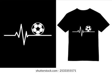 Soccer Heartbeat Vektor T-Shirt Design 