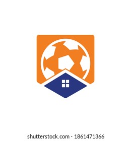 Soccer home vector logo design. Soccer place logo concept.	