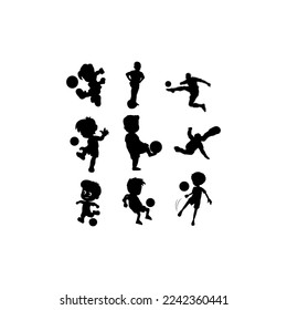Soccer human set silhouette design