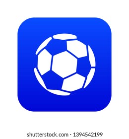 Soccer icon blue vector isolated on white background