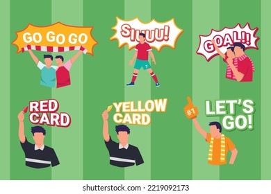 Soccer Icon bundle set vector. supporters, ball, referee, goal.