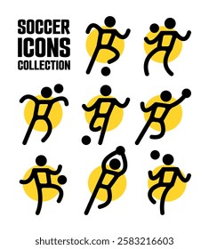 soccer icon collection. football pictogram in a set. sport icon pictogram.