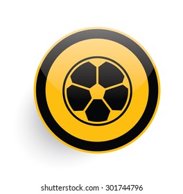 Soccer icon design on yellow button background,clean vector