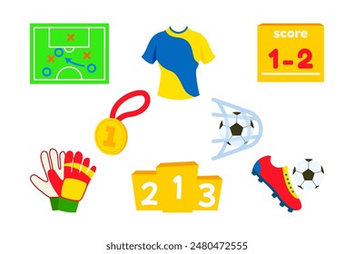 soccer icon elements icon object cartoon, sticker flat vector