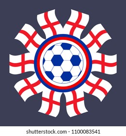 Soccer icon England. Vector image of a soccer ball framed with flags of England.