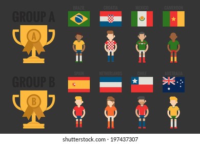 Soccer icon group A-B flat design