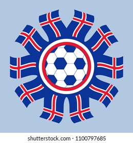 Soccer icon Iceland. Vector image of a soccer ball framed with flags of Iceland.