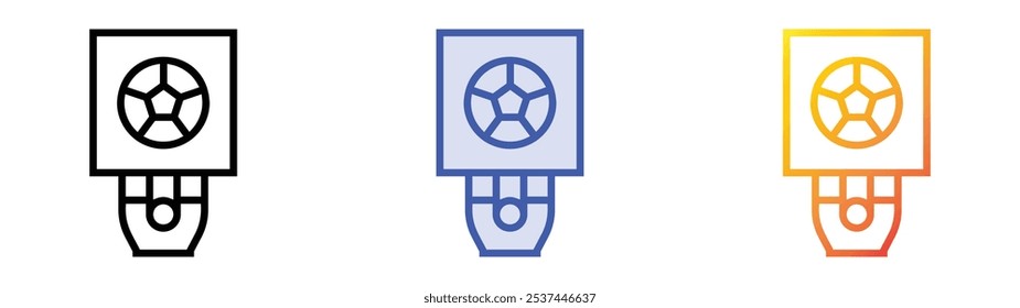 soccer icon. Linear, Blue Fill and Gradient Style Design Isolated On White Background