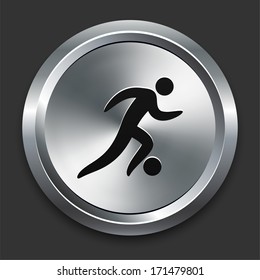 Icono de fútbol en colección de botones metálicos