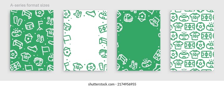 Soccer icon pattern background for graphic design.A-size vertical vector template set.