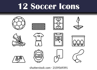 Soccer Icon Set. Bold outline design with editable stroke width. Vector Illustration.