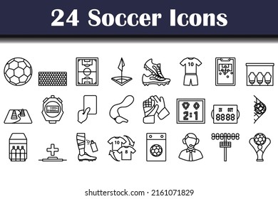 Soccer Icon Set. Bold outline design with editable stroke width. Vector Illustration.