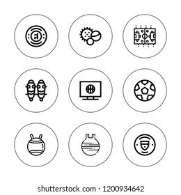 Soccer icon set. collection of 9 outline soccer icons with ball, balls, chelsea, manchester city, shin guards, sport icons. editable icons.
