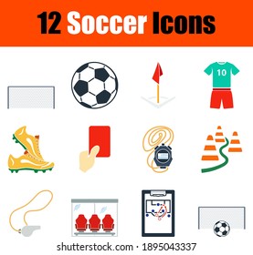Soccer Icon Set. Flat Design. Fully editable vector illustration. Text expanded.