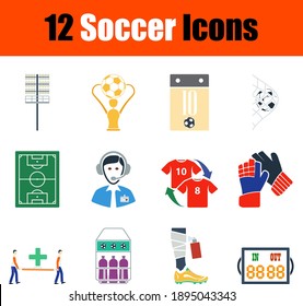 Soccer Icon Set. Flat Design. Fully editable vector illustration. Text expanded.