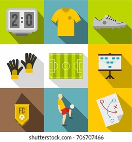 Soccer icon set. Flat style set of 9 soccer vector icons for web design