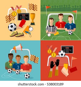 Soccer icon set, football team, signs and symbols of professional soccer elements vector 