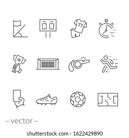 soccer icon set, sport game, football signs , thin line web symbols on white background - editable stroke vector illustration eps10