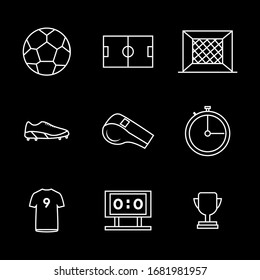 Conjunto de iconos de fútbol Diseño de esquema vectorial para el diseño