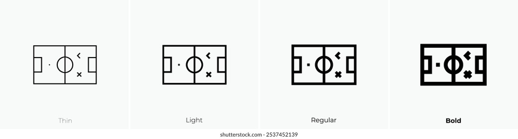 ícone do futebol. Design fino, leve, regular e negrito, isolado no fundo branco